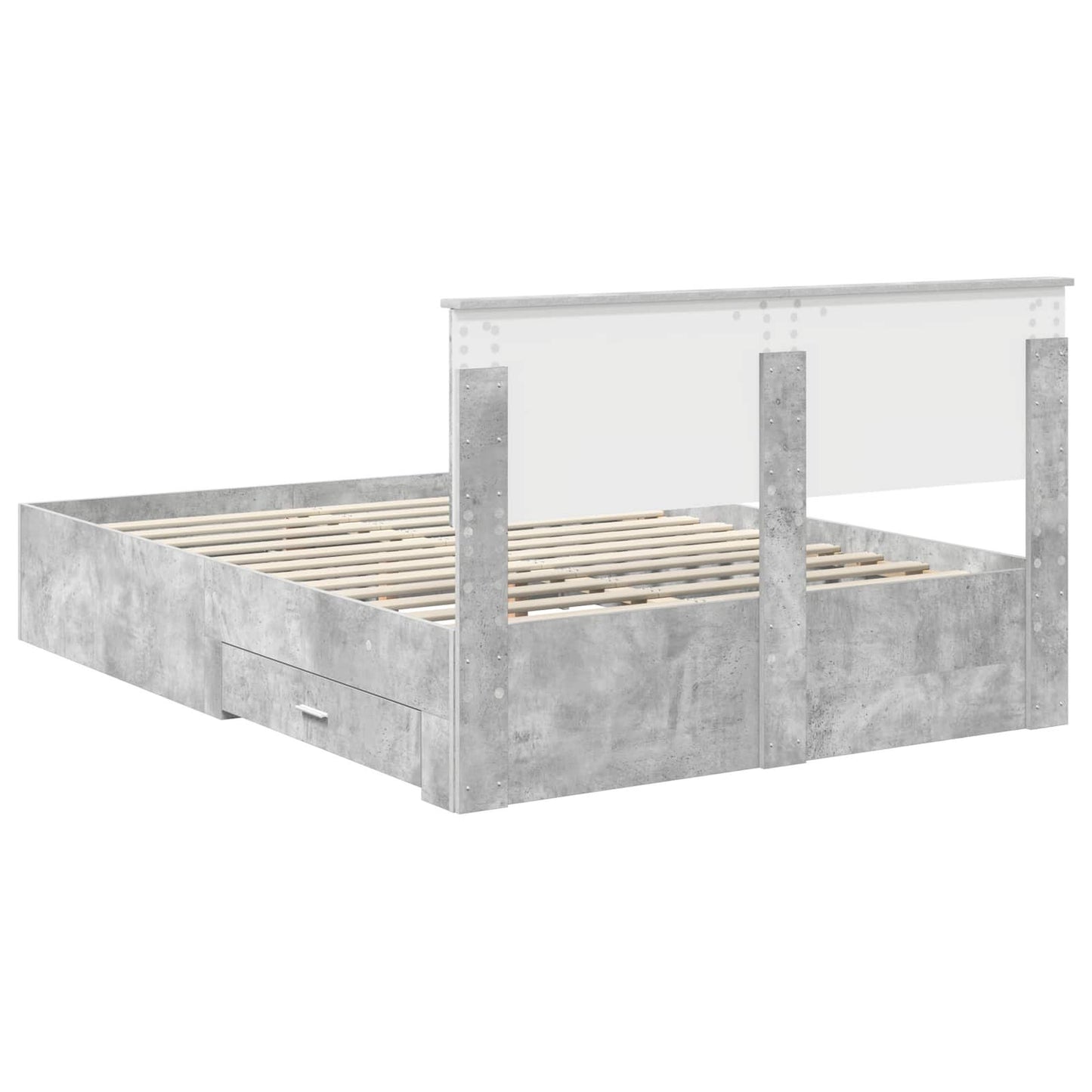 Bed Frame Concrete Grey 140 x 190 cm Engineered Wood