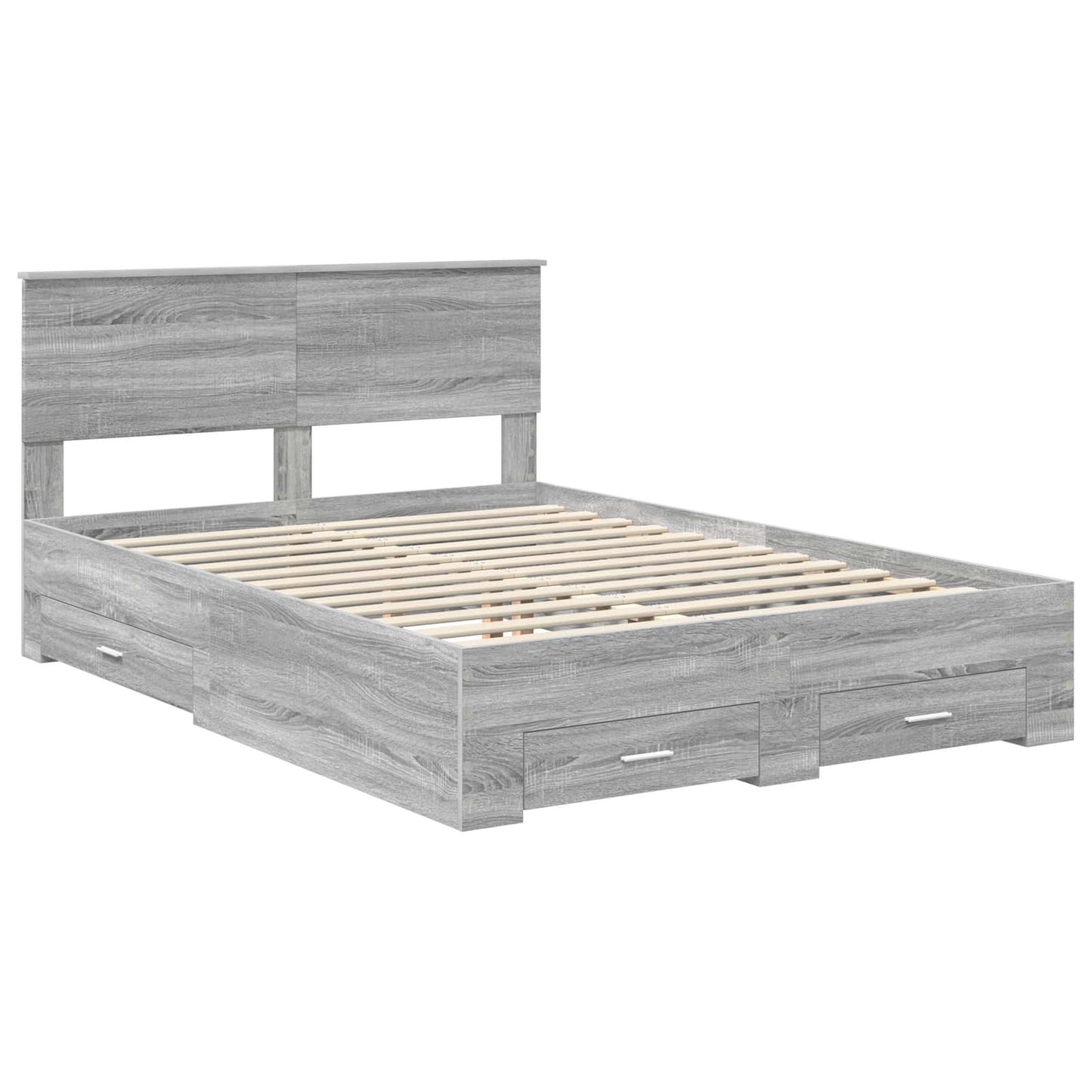 Bed Frame with Drawer Grey Sonoma 140 x 190 cm Engineered Wood