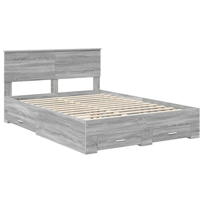 Bed Frame with Drawer Grey Sonoma 140 x 190 cm Engineered Wood