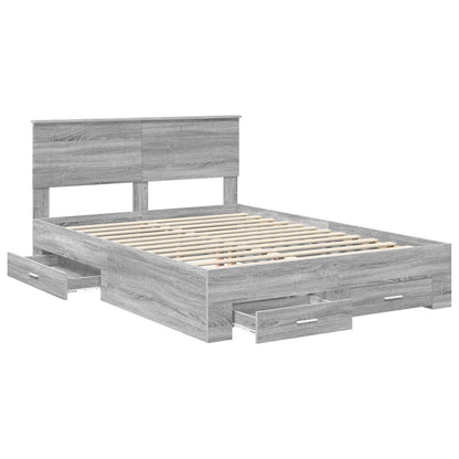 Bed Frame with Drawer Grey Sonoma 140 x 190 cm Engineered Wood