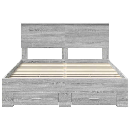 Bed Frame with Drawer Grey Sonoma 140 x 190 cm Engineered Wood