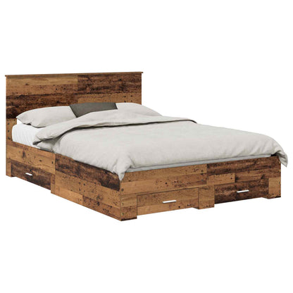 Bed Frame with Headboard Old Wood 140 x 190 cm Engineered Wood