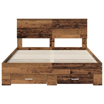 Bed Frame with Headboard Old Wood 140 x 190 cm Engineered Wood