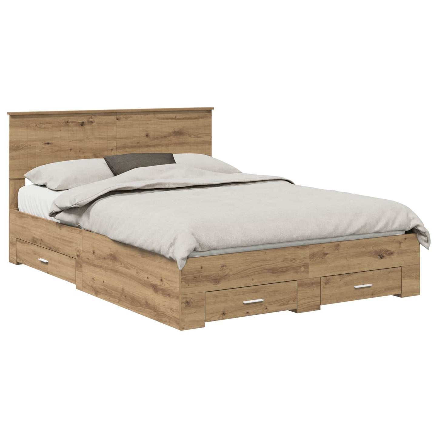 Bed Frame with Drawer Artisan Oak 140 x 190 cm Engineered Wood