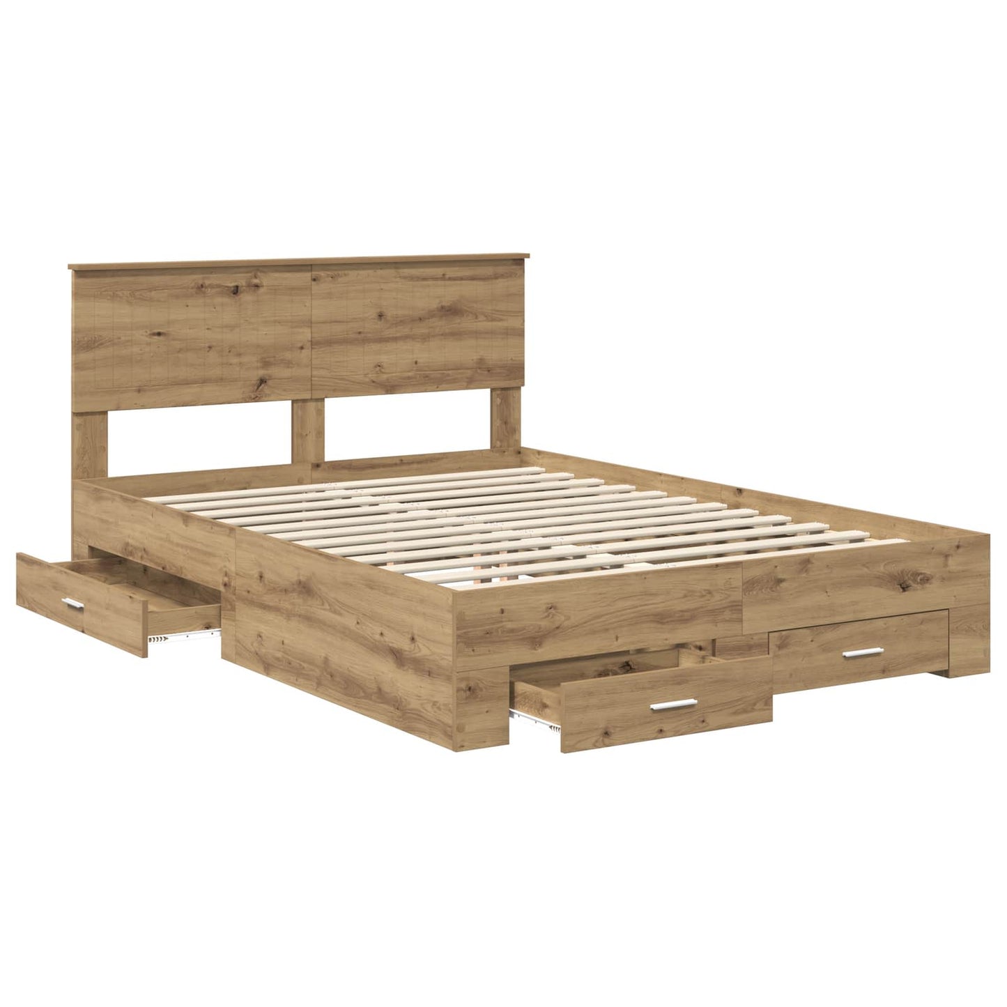 Bed Frame with Drawer Artisan Oak 140 x 190 cm Engineered Wood