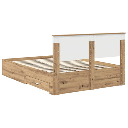 Bed Frame with Drawer Artisan Oak 140 x 190 cm Engineered Wood