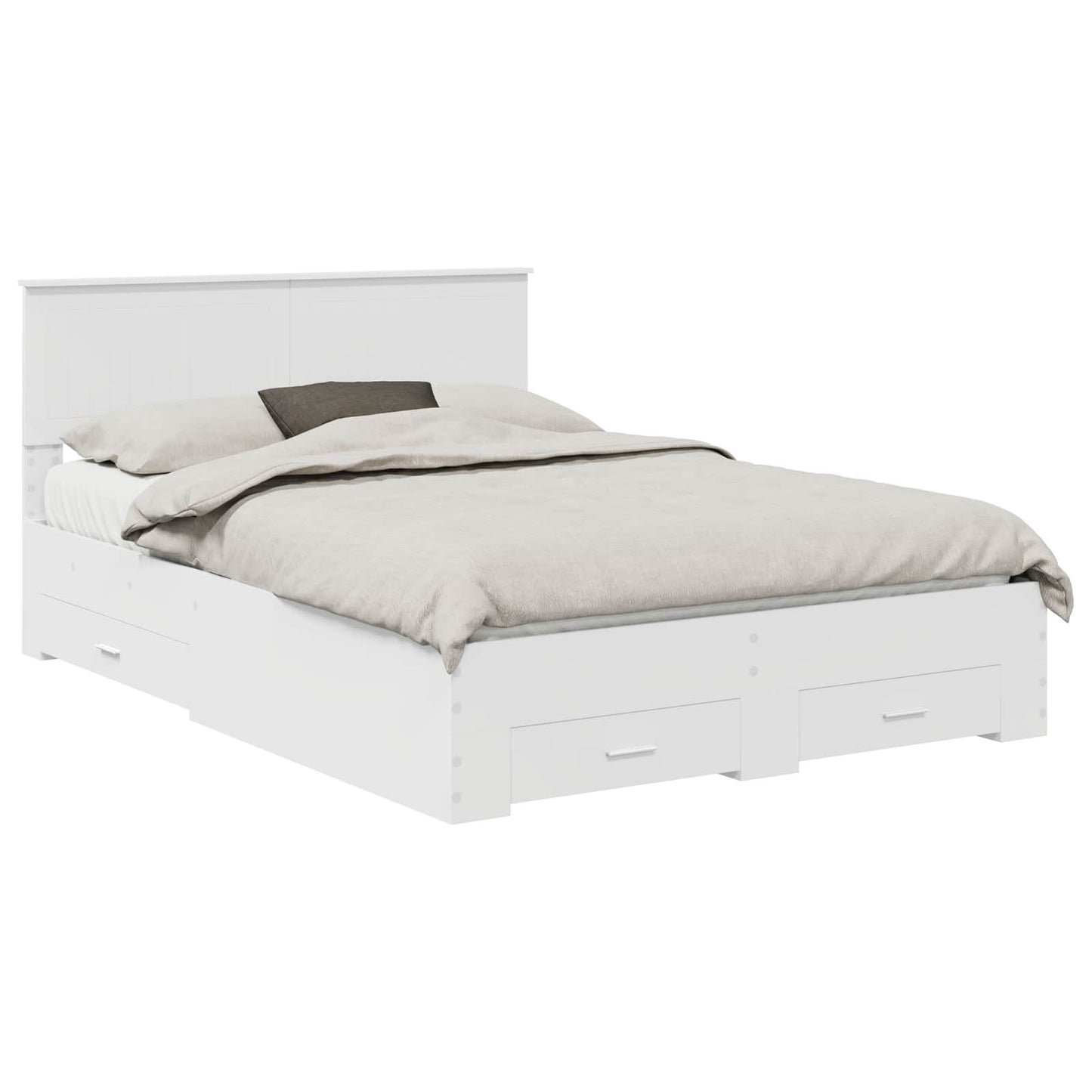 Bed Frame with Headboard White 135 x 190 cm Engineered Wood