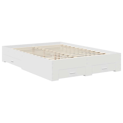 Bed Frame with Headboard White 135 x 190 cm Engineered Wood