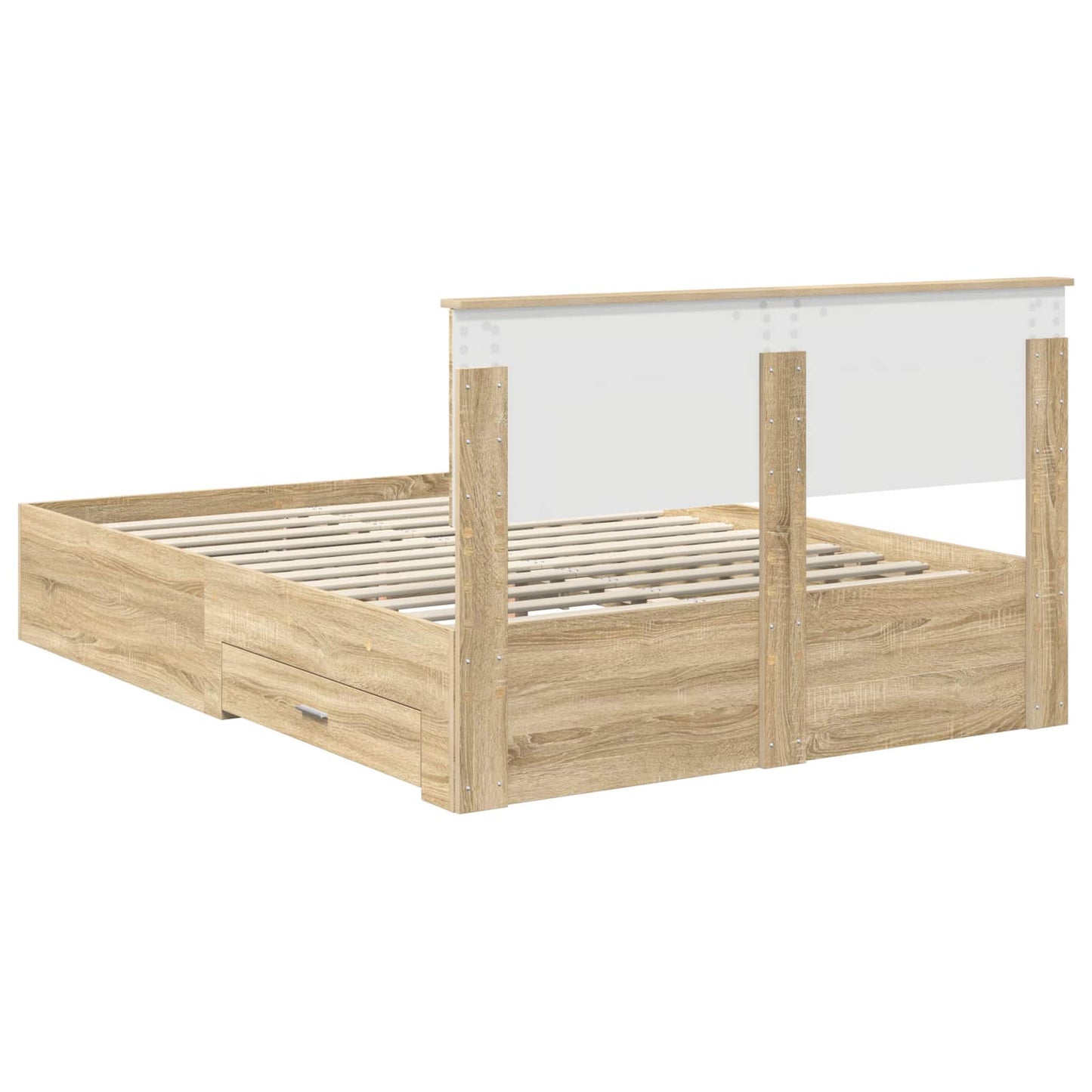 Bed Frame with Drawer Sonoma Oak 135 x 190 cm Engineered Wood