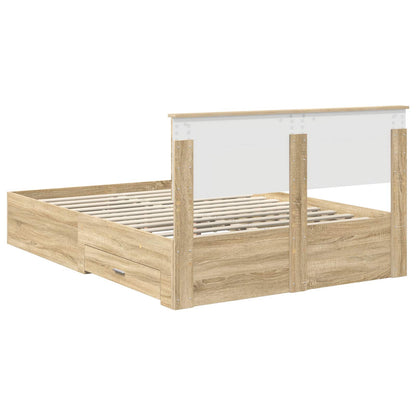 Bed Frame with Drawer Sonoma Oak 135 x 190 cm Engineered Wood