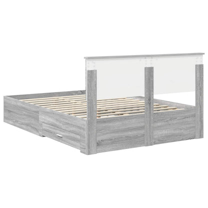 Bed Frame with Drawer Grey Sonoma 135 x 190 cm Engineered Wood