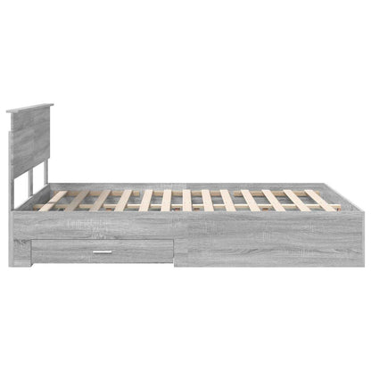 Bed Frame with Drawer Grey Sonoma 135 x 190 cm Engineered Wood