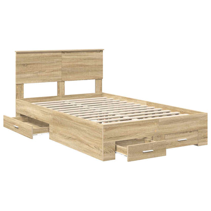 Bed Frame with Drawer Sonoma Oak 120 x 200 cm Engineered Wood
