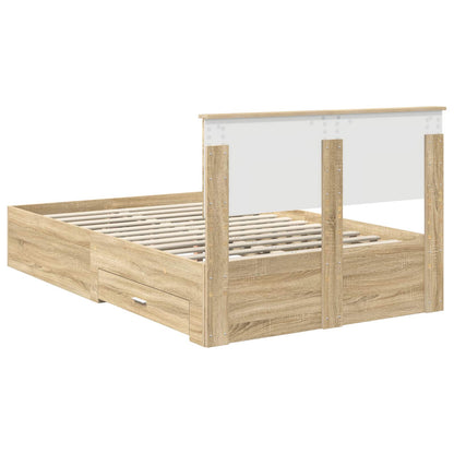 Bed Frame with Drawer Sonoma Oak 120 x 200 cm Engineered Wood