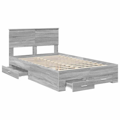 Bed Frame with Drawer Grey Sonoma 120 x 200 cm Engineered Wood
