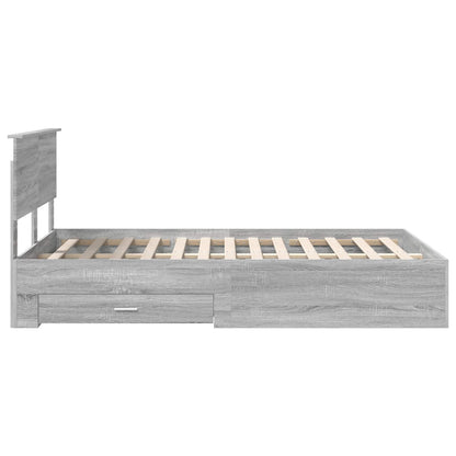 Bed Frame with Drawer Grey Sonoma 120 x 200 cm Engineered Wood