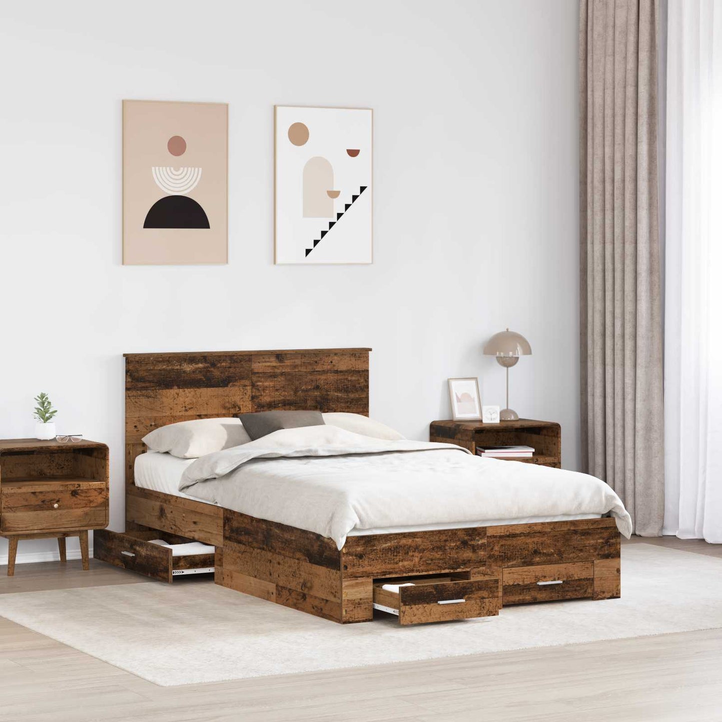 Bed Frame with Headboard Old Wood 120 x 200 cm Engineered Wood