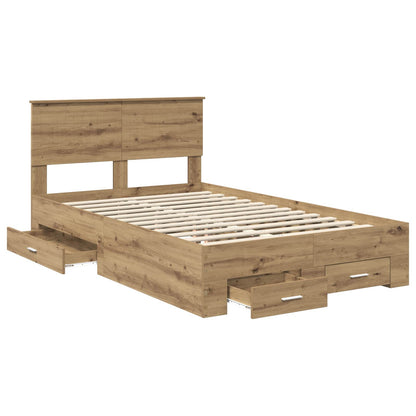 Bed Frame with Drawer Artisan Oak 120 x 200 cm Engineered Wood