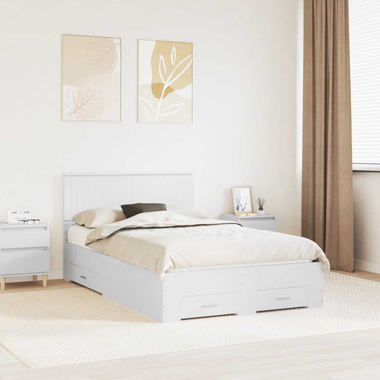 Bed Frame with Headboard White 120 x 190 cm Engineered Wood
