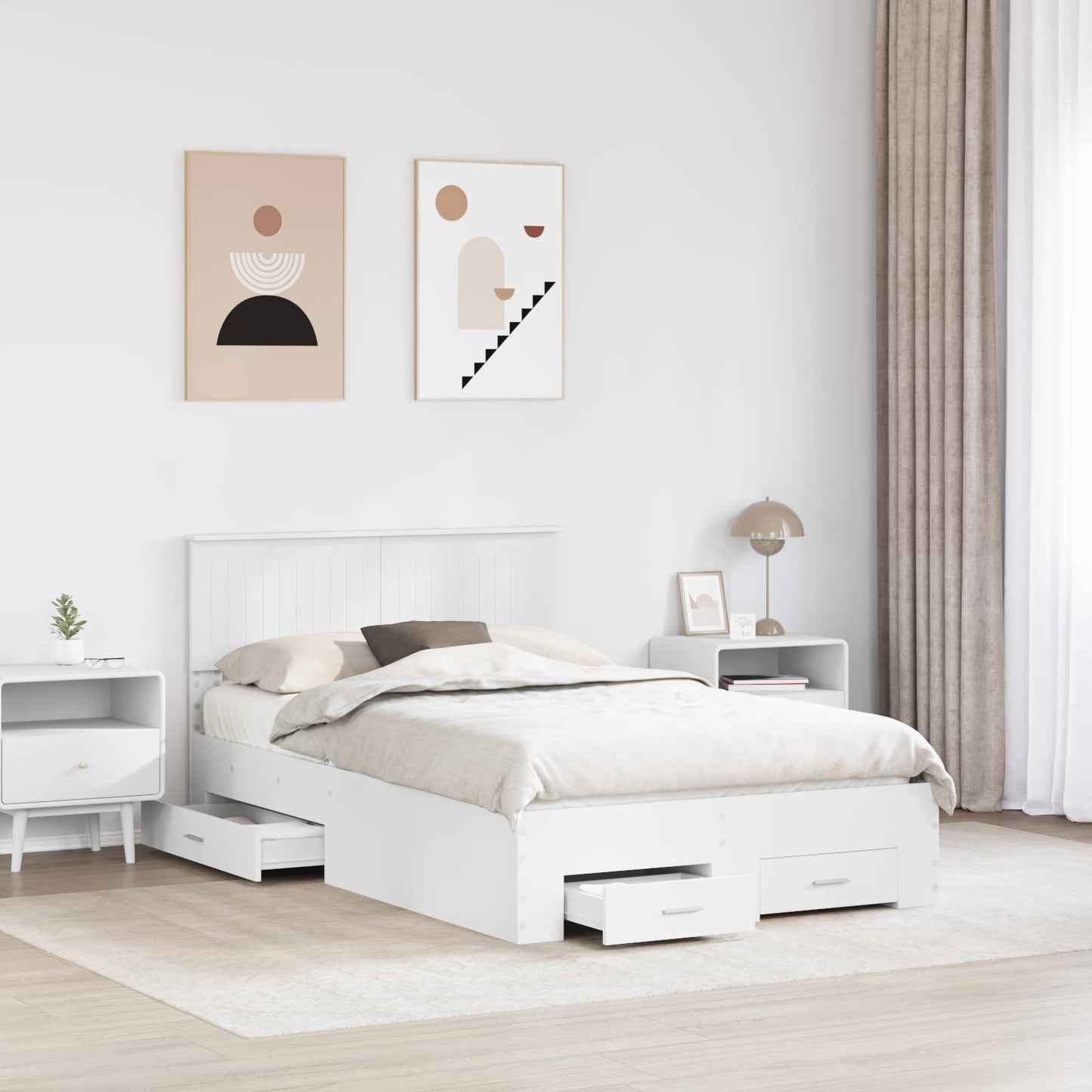 Bed Frame with Headboard White 120 x 190 cm Engineered Wood
