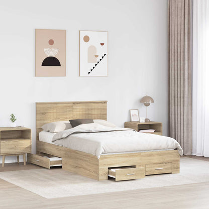 Bed Frame with Drawer Sonoma Oak 120 x 190 cm Engineered Wood