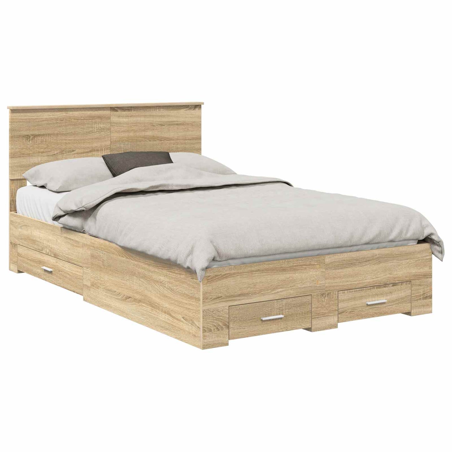 Bed Frame with Drawer Sonoma Oak 120 x 190 cm Engineered Wood