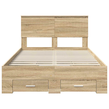 Bed Frame with Drawer Sonoma Oak 120 x 190 cm Engineered Wood