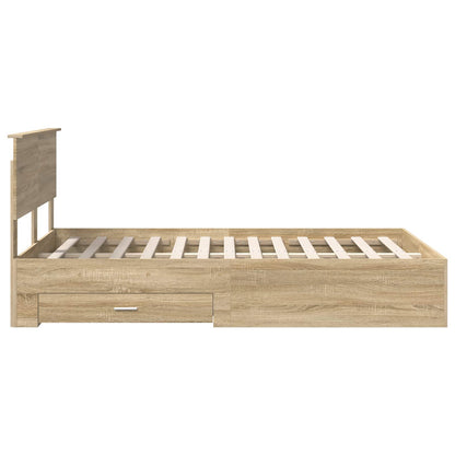 Bed Frame with Drawer Sonoma Oak 120 x 190 cm Engineered Wood