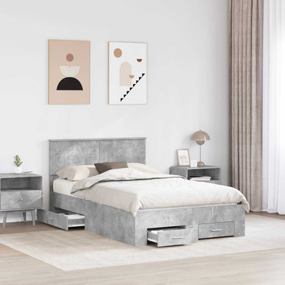 Bed Frame Concrete Grey 120 x 190 cm Engineered Wood