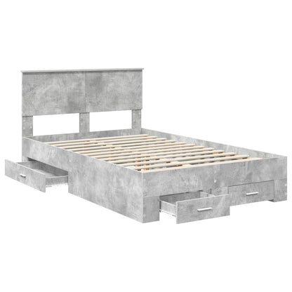 Bed Frame Concrete Grey 120 x 190 cm Engineered Wood
