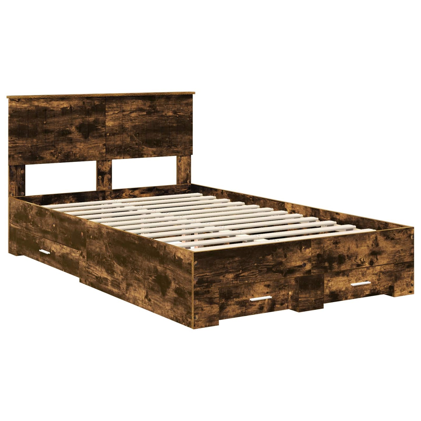 Bed Frame with Drawer Smoked Oak 120 x 190 cm Engineered Wood