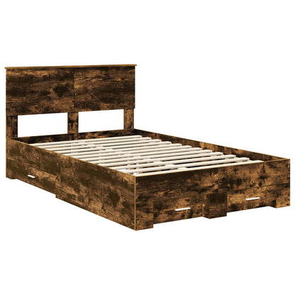 Bed Frame with Drawer Smoked Oak 120 x 190 cm Engineered Wood