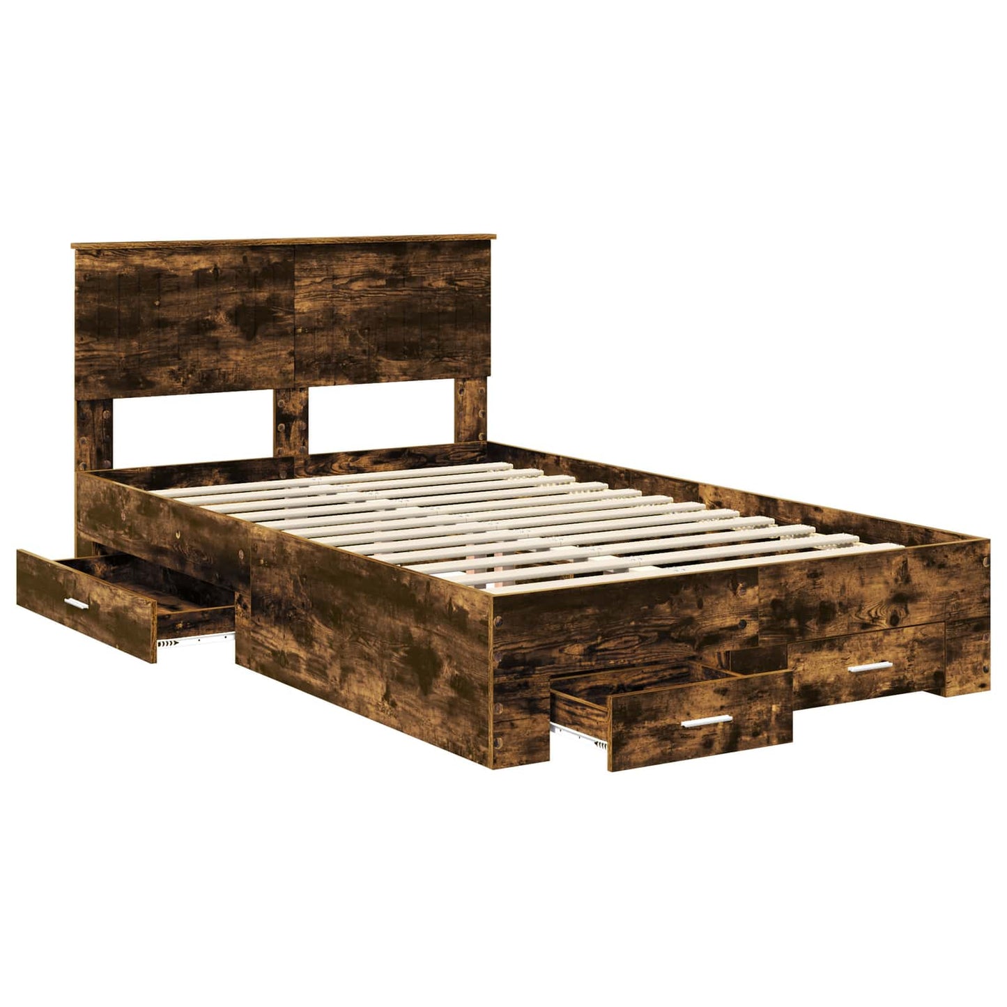 Bed Frame with Drawer Smoked Oak 120 x 190 cm Engineered Wood