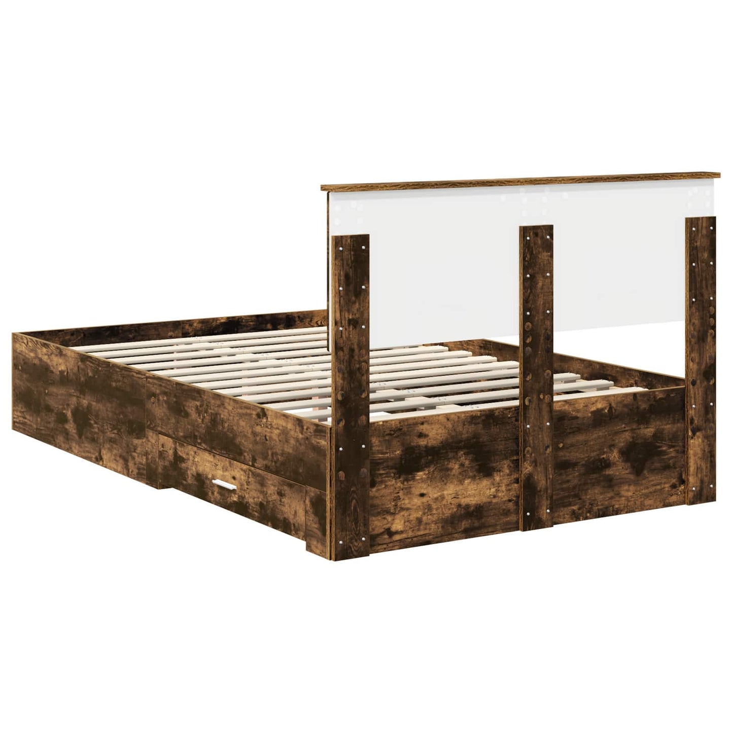 Bed Frame with Drawer Smoked Oak 120 x 190 cm Engineered Wood