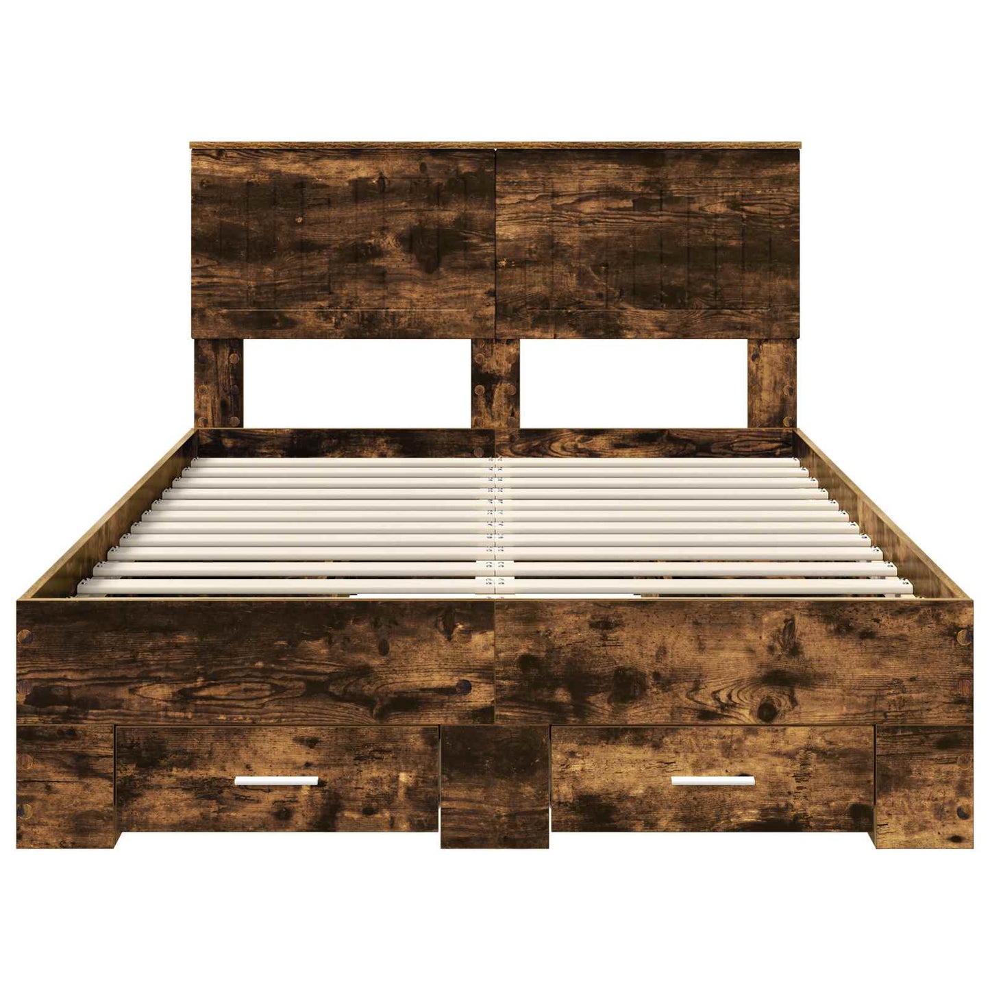 Bed Frame with Drawer Smoked Oak 120 x 190 cm Engineered Wood