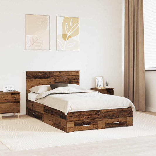 Bed Frame with Drawer with Headboard Manual Engineered Wood
