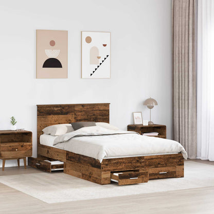 Bed Frame with Drawer with Headboard Manual Engineered Wood