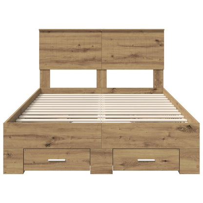 Bed Frame with Drawer Artisan Oak 120 x 190 cm Engineered Wood
