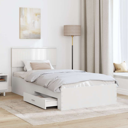 Bed Frame with Headboard White 100 x 200 cm Engineered Wood