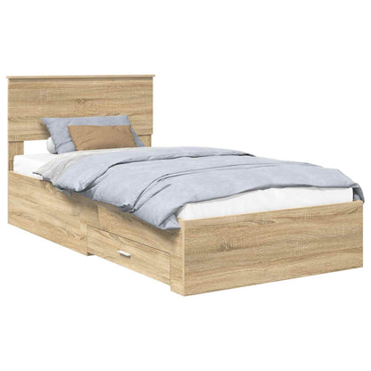 Bed Frame with Drawer Sonoma Oak 100 x 200 cm Engineered Wood