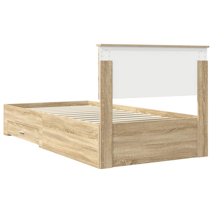 Bed Frame with Drawer Sonoma Oak 100 x 200 cm Engineered Wood