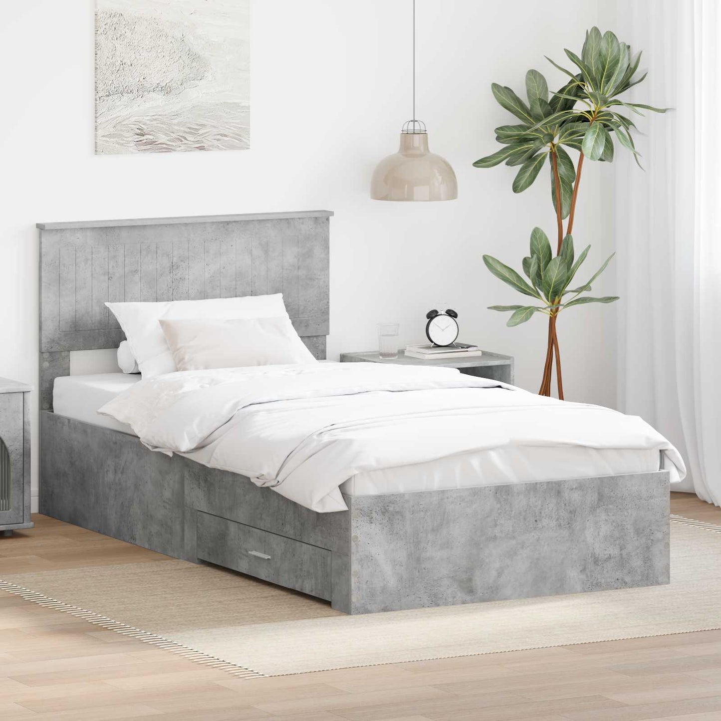 Bed Frame Concrete Grey 100 x 200 cm Engineered Wood