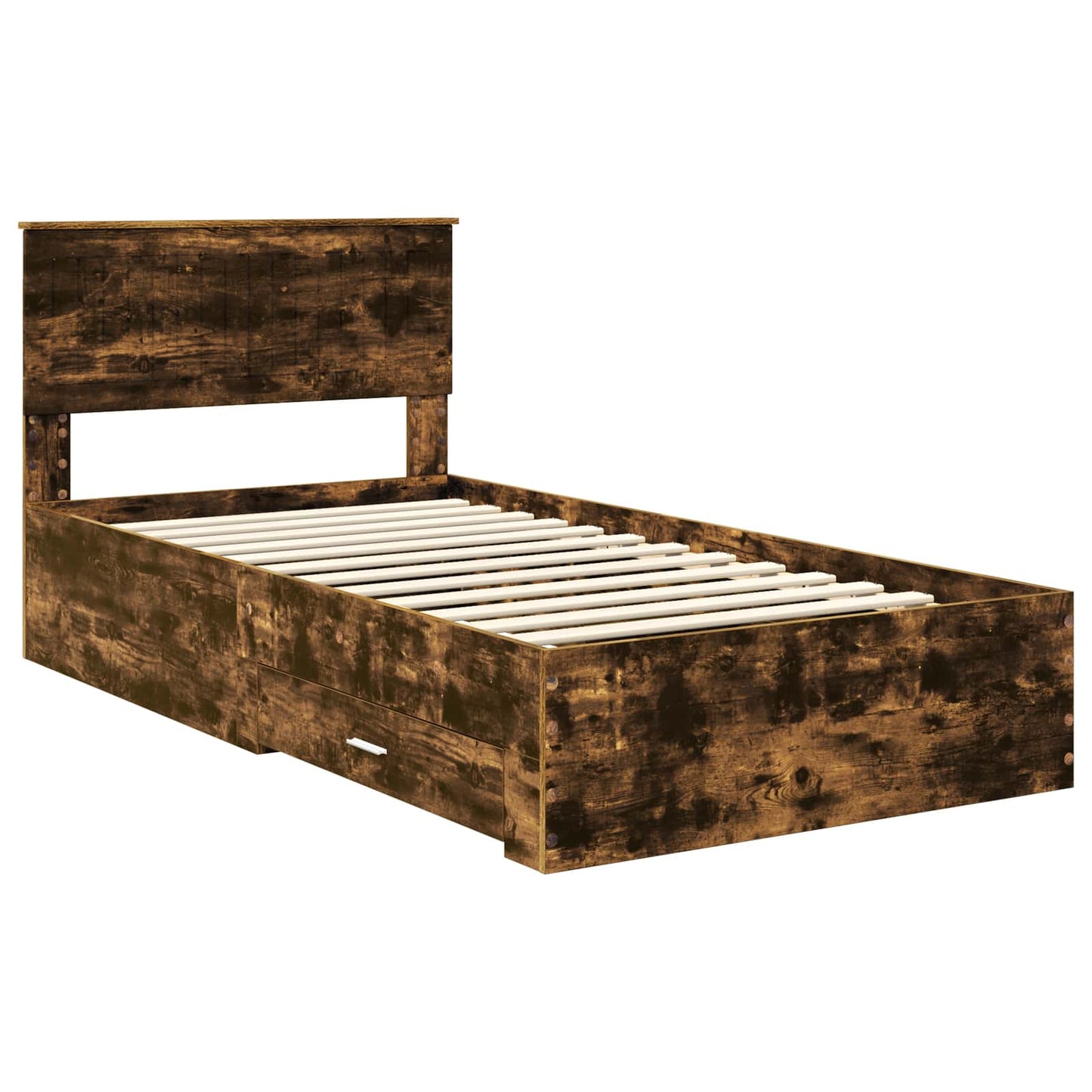 Bed Frame with Drawer Smoked Oak 100 x 200 cm Engineered Wood