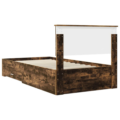 Bed Frame with Drawer Smoked Oak 100 x 200 cm Engineered Wood