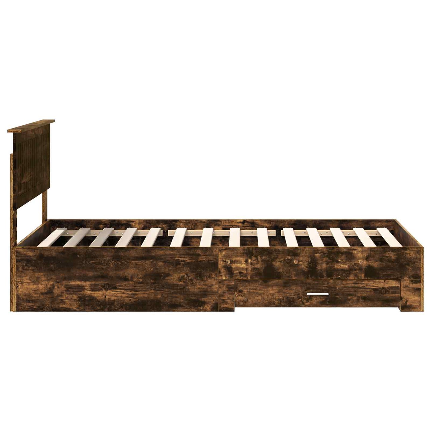 Bed Frame with Drawer Smoked Oak 100 x 200 cm Engineered Wood