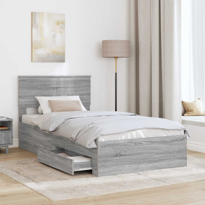 Bed Frame with Drawer Grey Sonoma 100 x 200 cm Engineered Wood