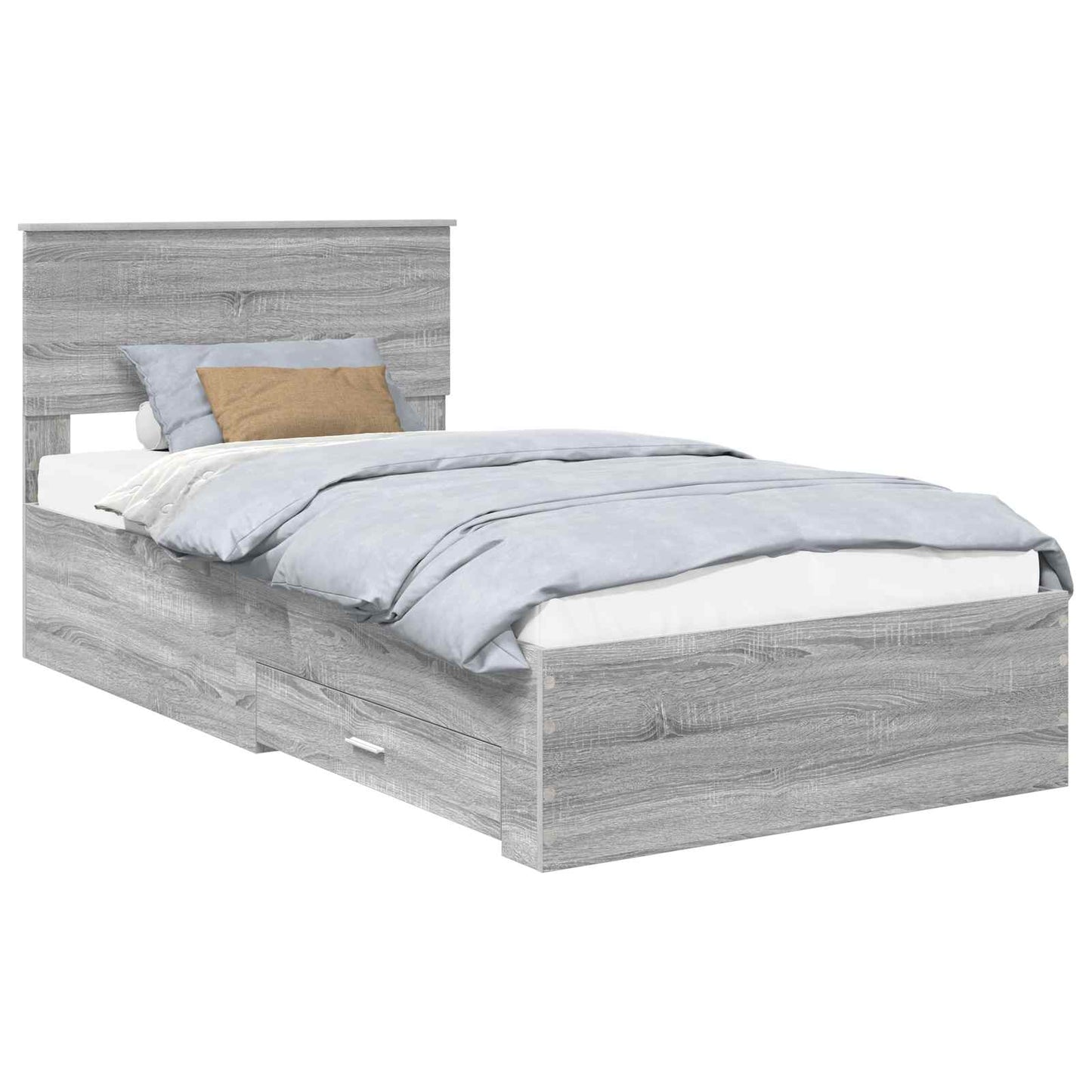 Bed Frame with Drawer Grey Sonoma 100 x 200 cm Engineered Wood