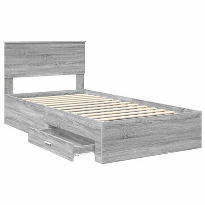Bed Frame with Drawer Grey Sonoma 100 x 200 cm Engineered Wood