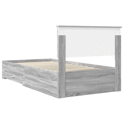Bed Frame with Drawer Grey Sonoma 100 x 200 cm Engineered Wood