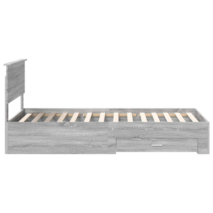 Bed Frame with Drawer Grey Sonoma 100 x 200 cm Engineered Wood